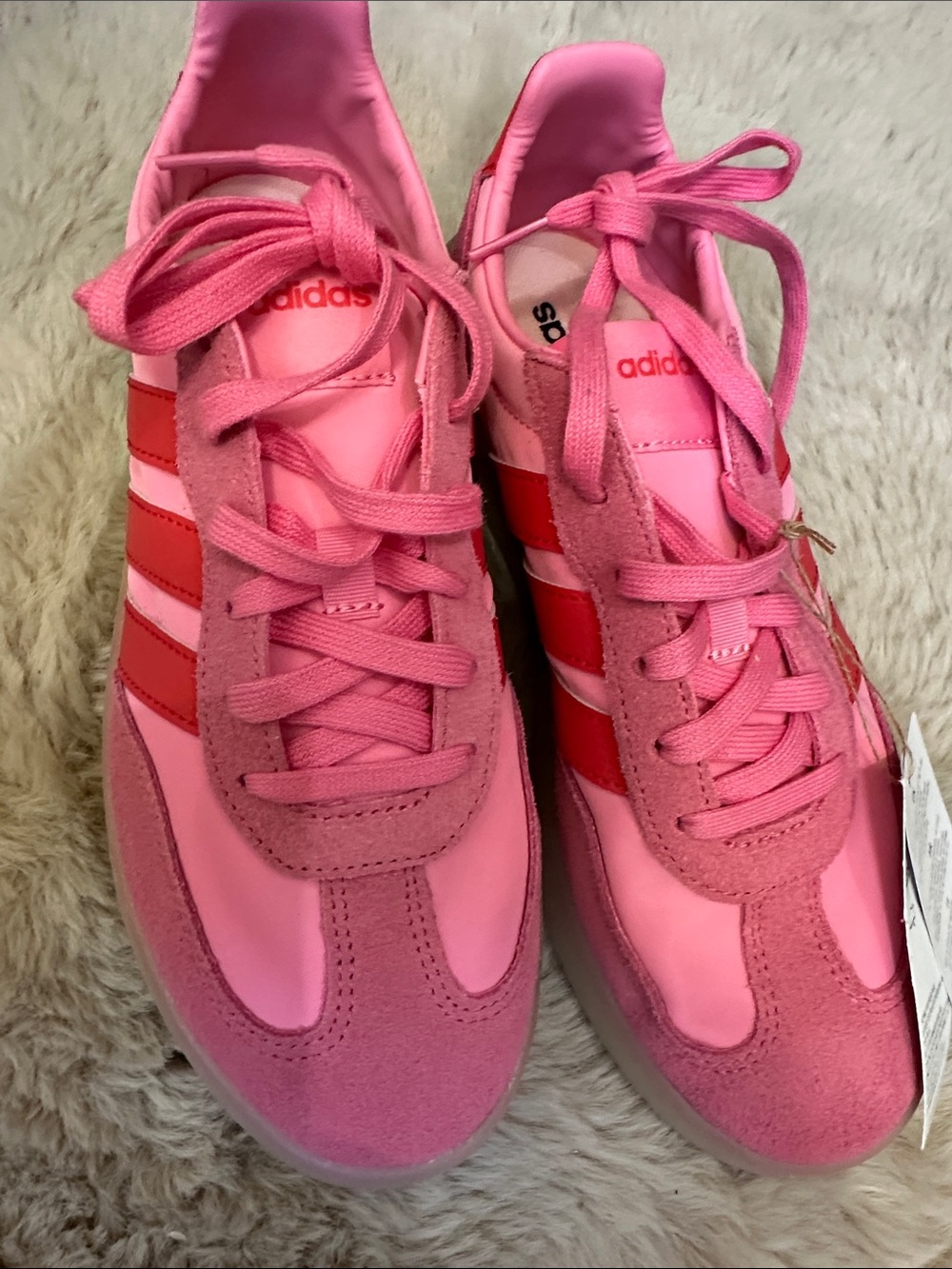 adidas Pink Sneakers with Red Stripes - Women's Casual Trainers